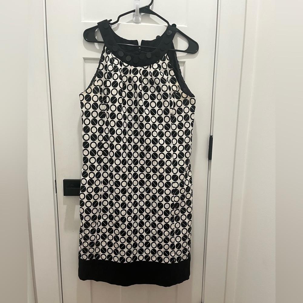 Women’s Dress Haltered Black and White Polka Dots Size 12 Pull On Back Zip